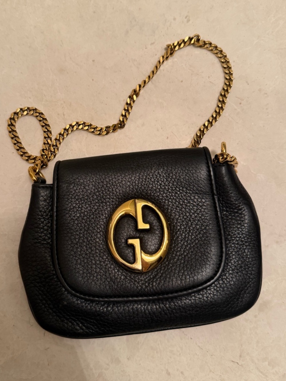 Gucci Black Leather Crossbody Bag with Gold Hardware